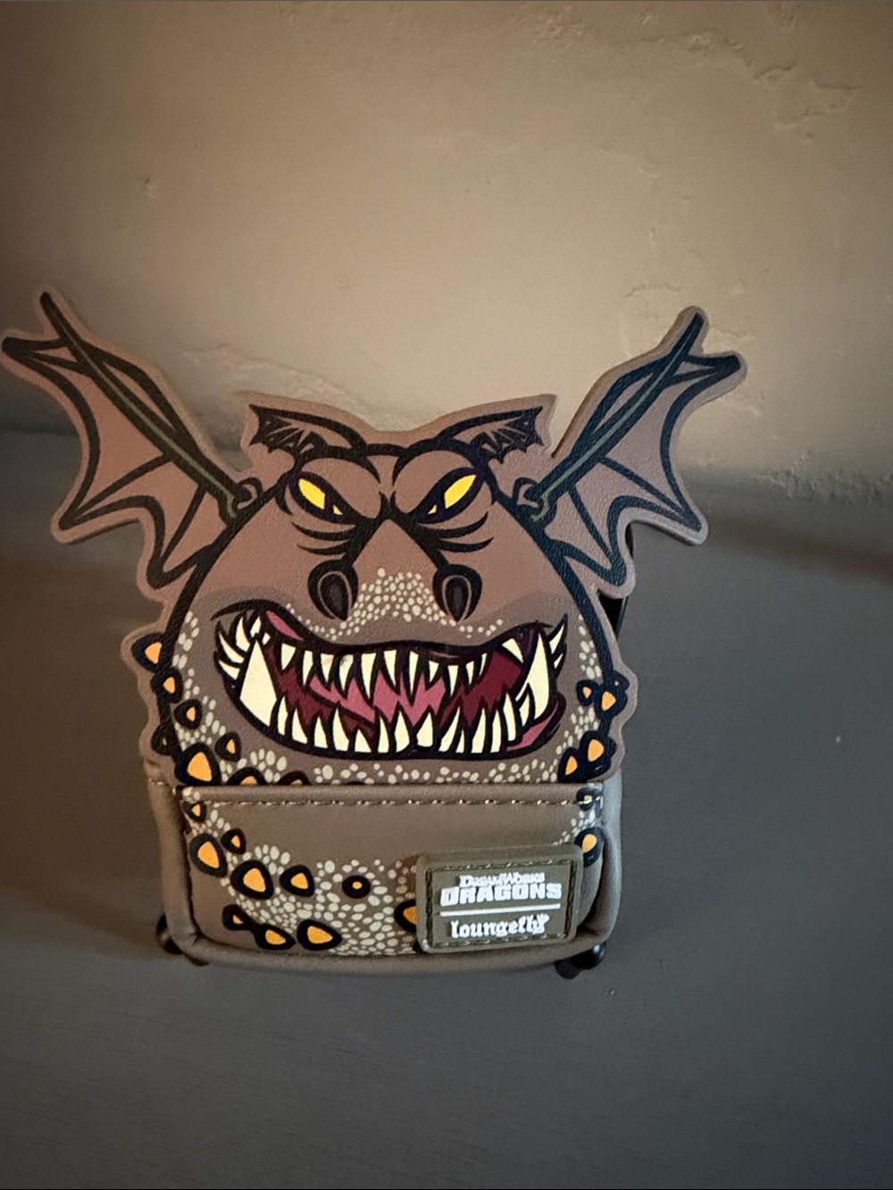 Loungefly Brown Dragon Face Belt Bag with Yellow Accents
